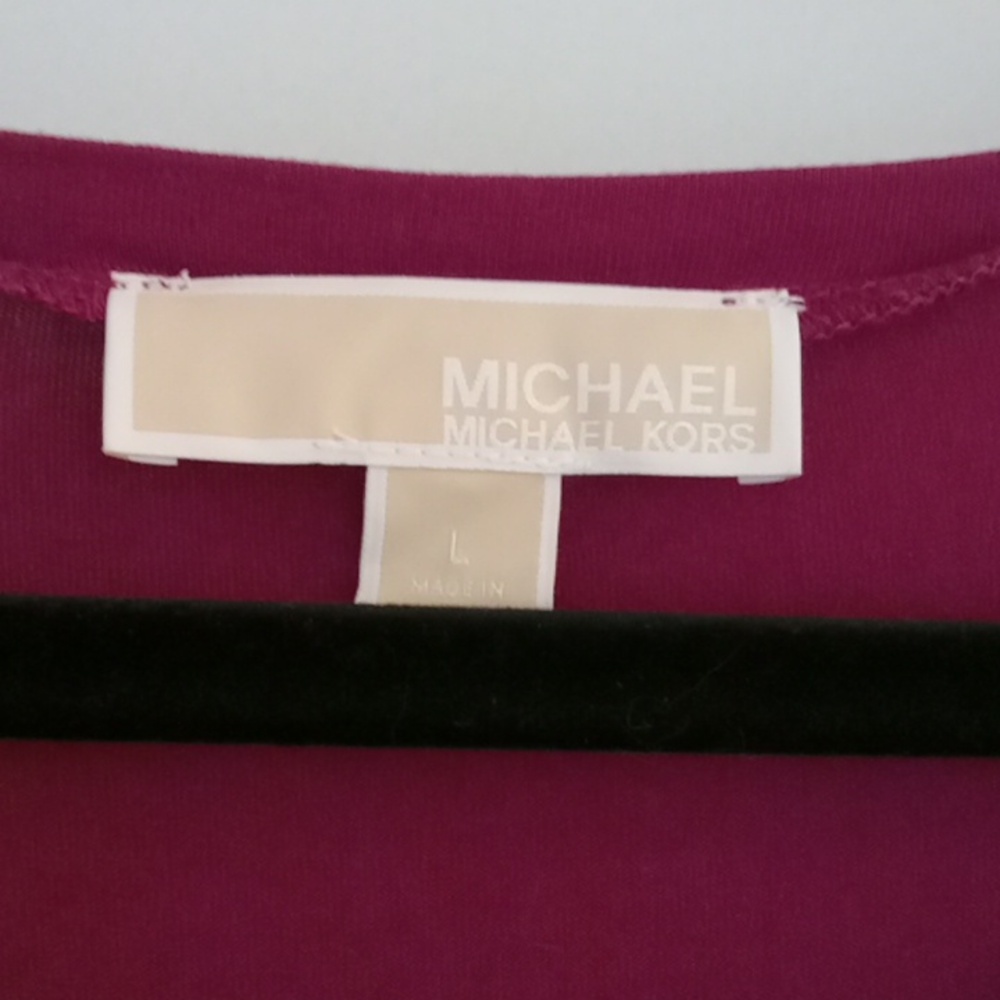 Michael Kors Maroon Top Long Sleeve Crew Neck With Chiffon Fabric Bottom Size L - Picture 2 of 5